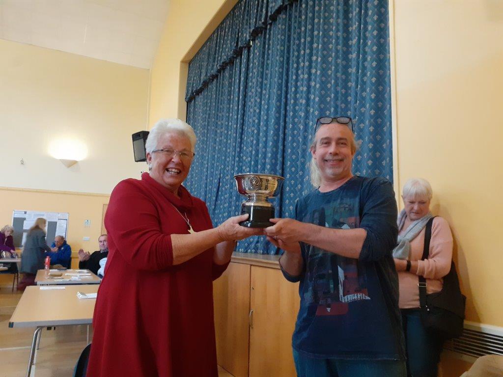David Ford Accepting the prize cup from Janet Arm on behalf of the Surrey Group Team