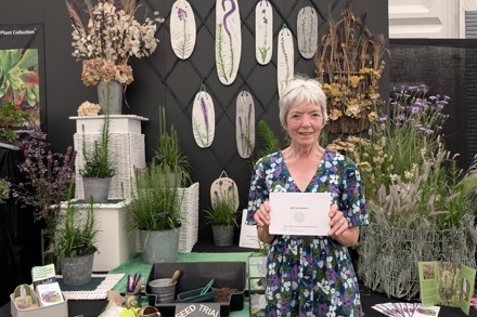Jenny Prosser with her first time display of her National Plant Collection of Liatris